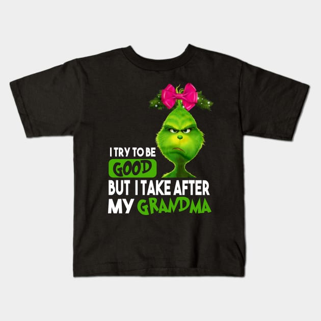 Funny Grinch Christmas Grinch Funny Gift Grinchmas Grinch Lovers Kids T-Shirt by Archer Expressionism Style